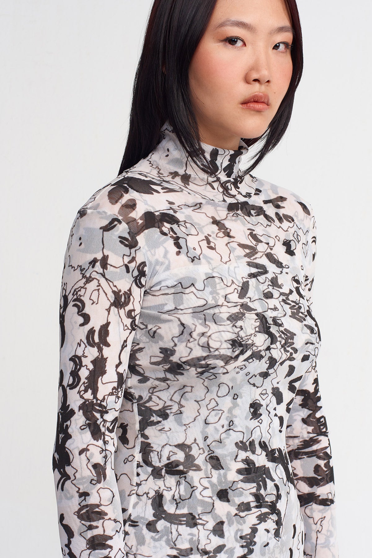 Printed Printed Tulle Dress-K244014004