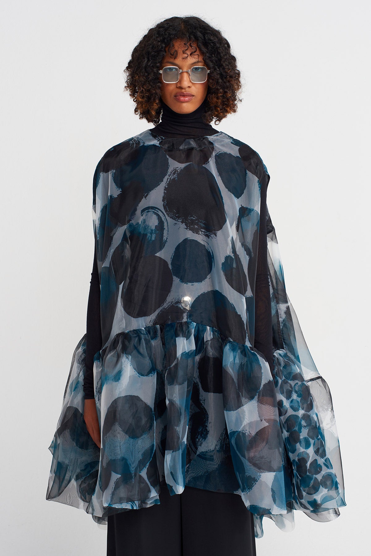 Patterned Organza Oversized Blouse-K251011027