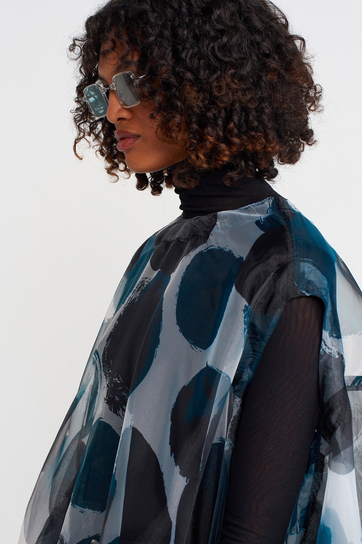 Patterned Organza Oversized Blouse-K251011027