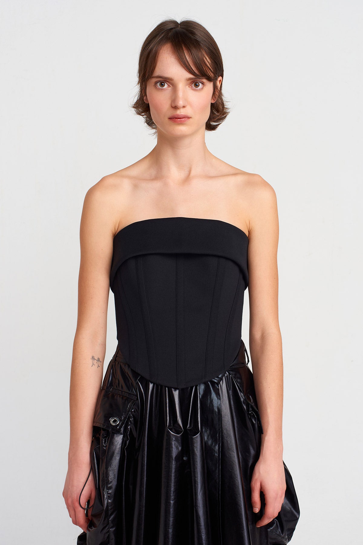 Black Strapless Corset Bustier-K251011038