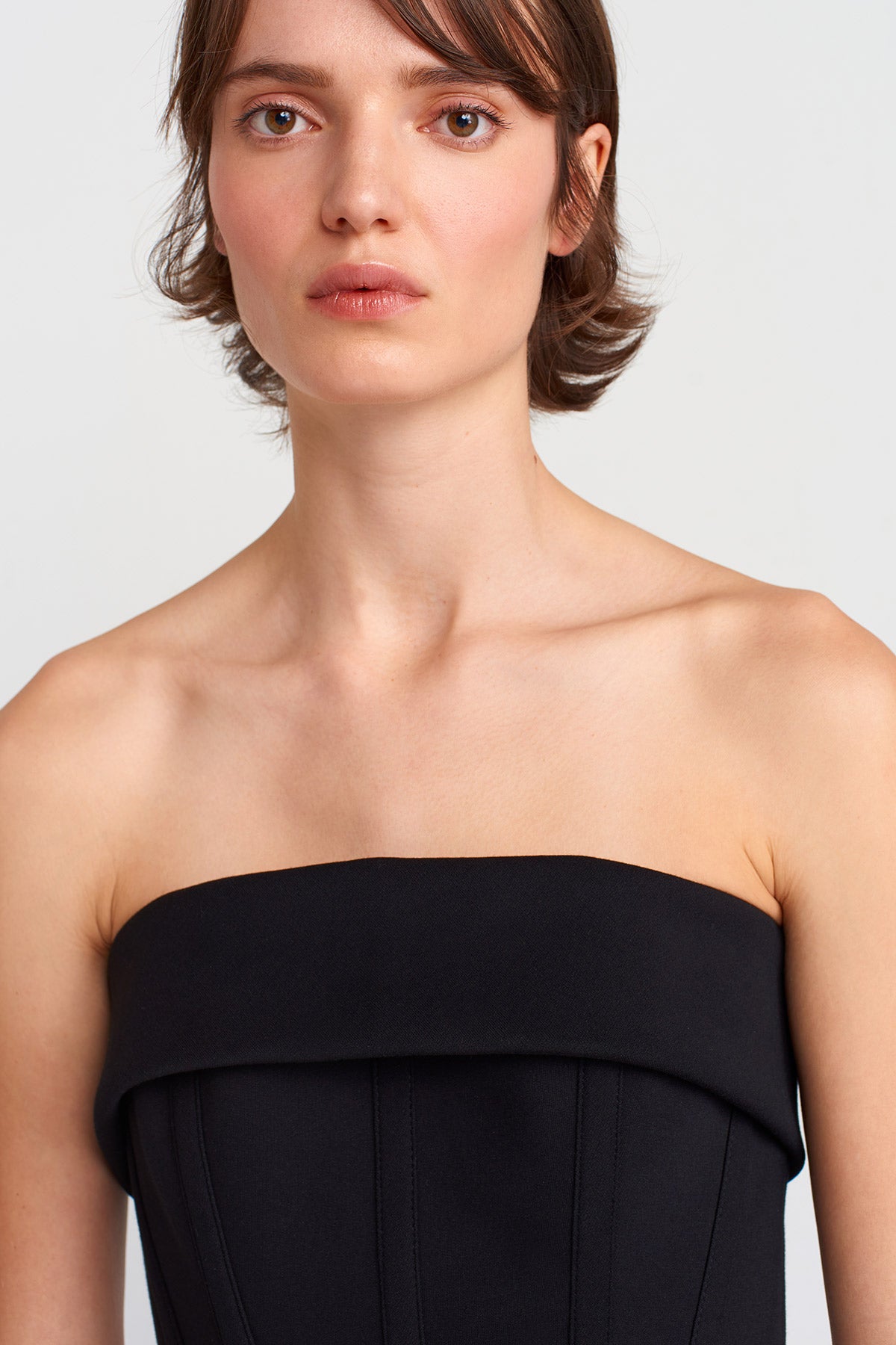 Black Strapless Corset Bustier-K251011038