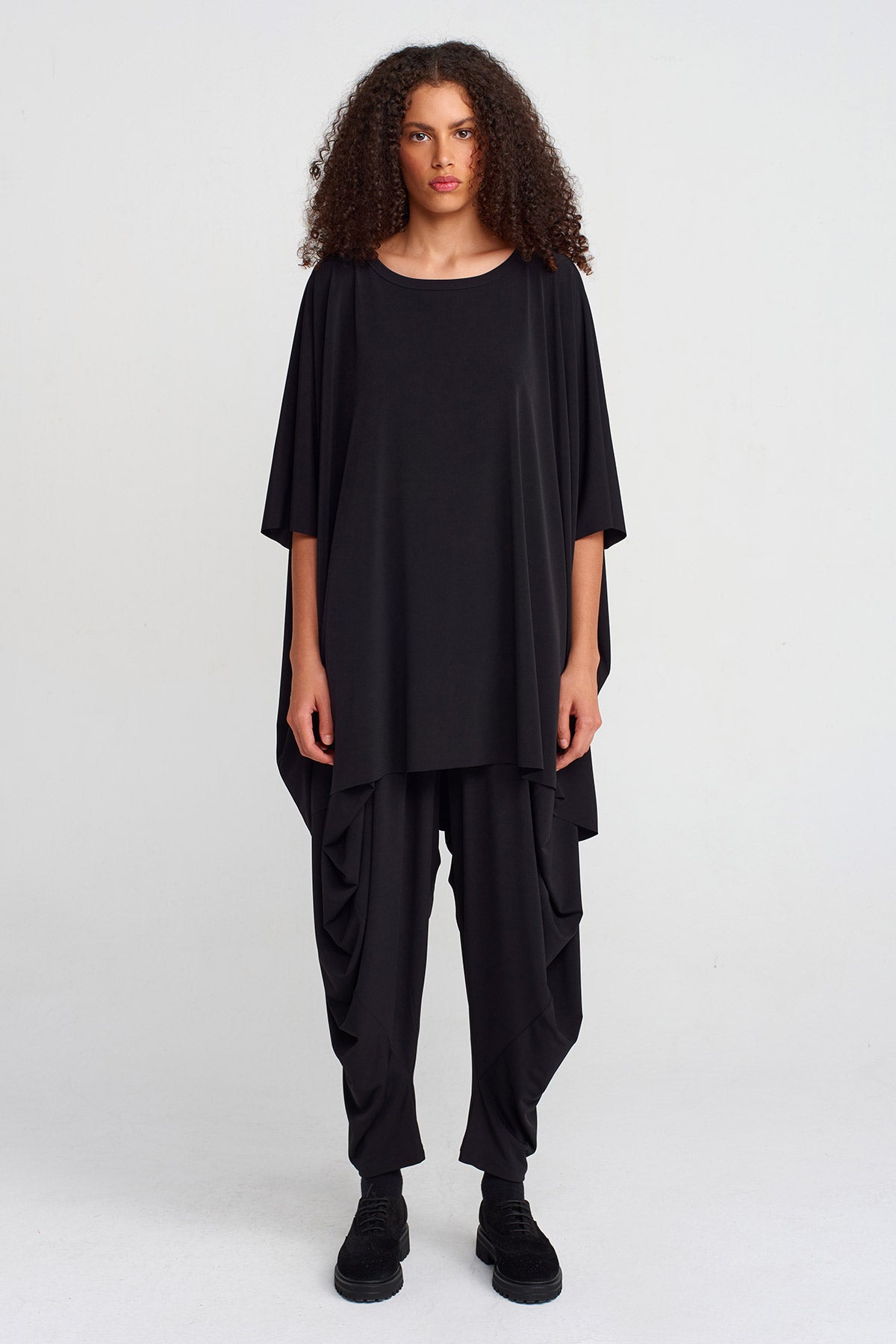 Black Jersey Oversized T-shirt-K251011057