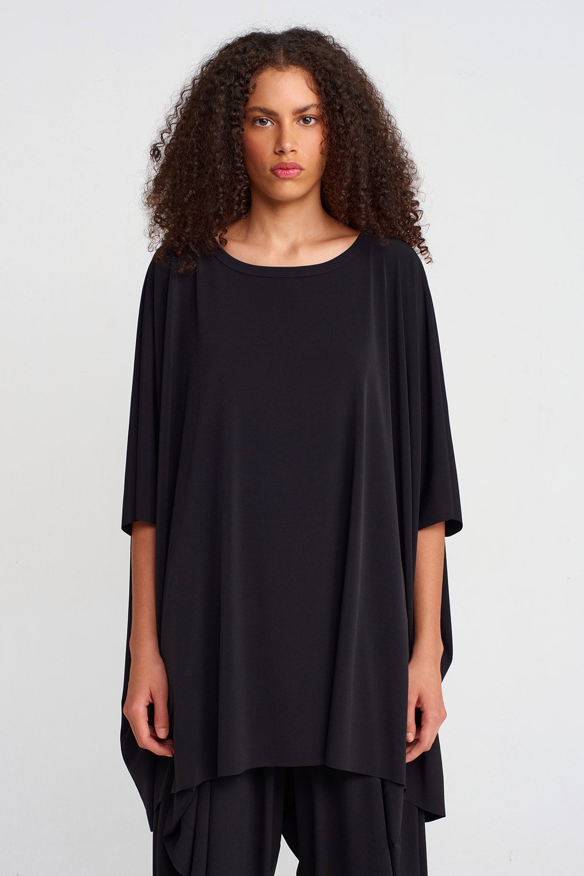 Black Jersey Oversized T-shirt-K251011057