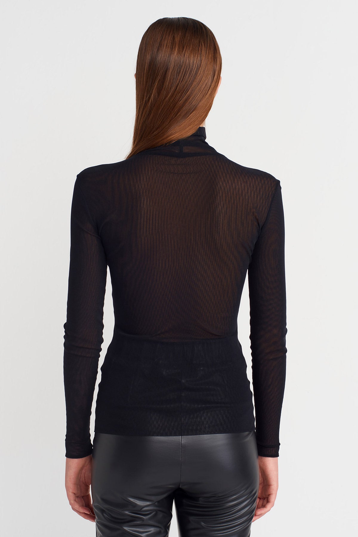 Black Sheer Bodysuit with Metal Sleeve Accents-K251011079