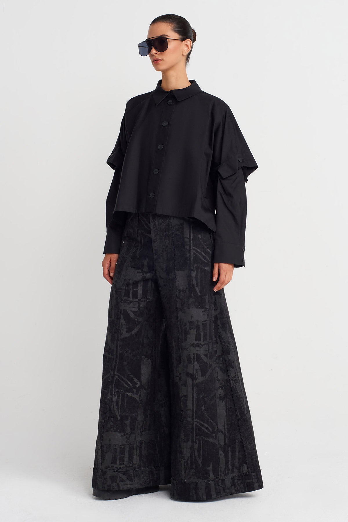 Black Layered Oversized Shirt-K251011082