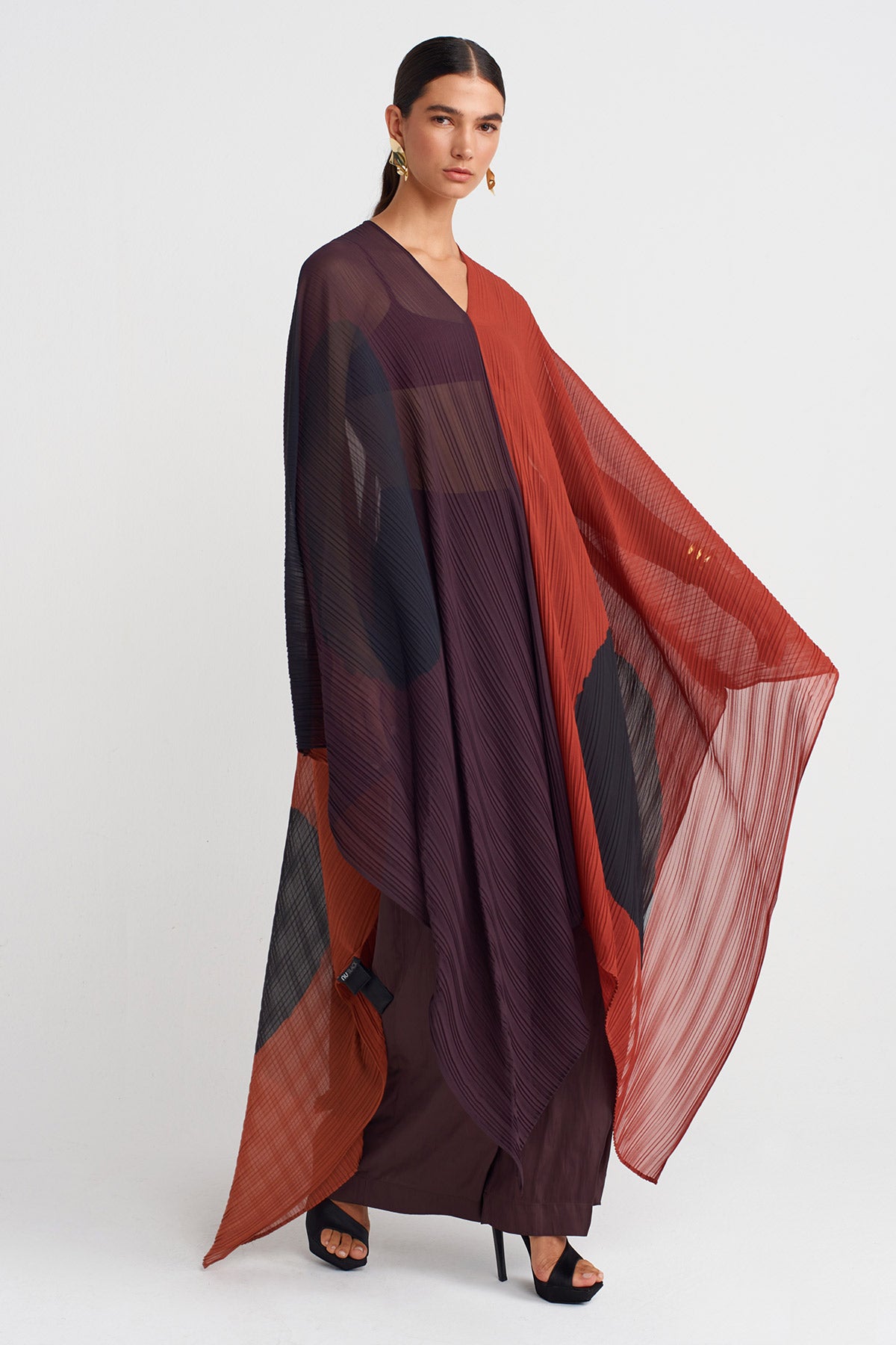 Multicolor Pleated Chiffon Blouse-K251011097