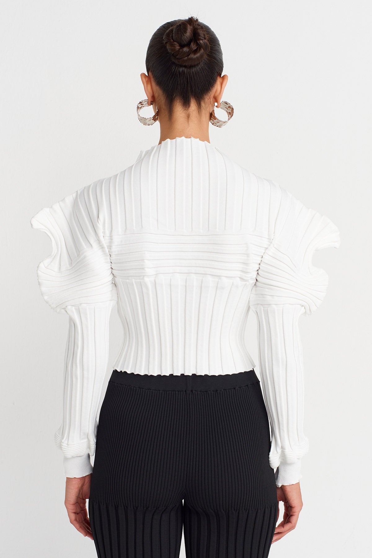 Off White Knitted Shoulder Detailed Blouse-K251011114