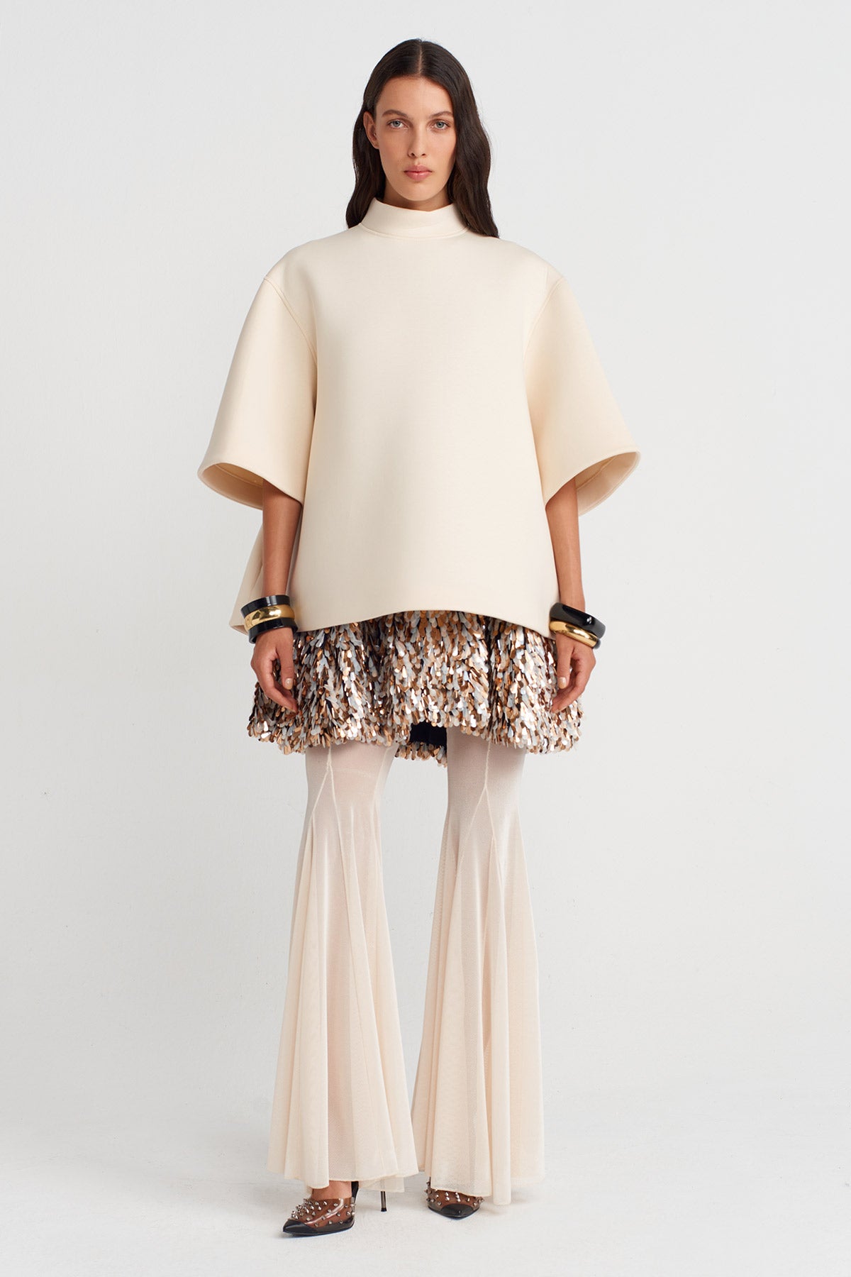 Nature Scuba Fabric Oversized T-shirt-K251011116