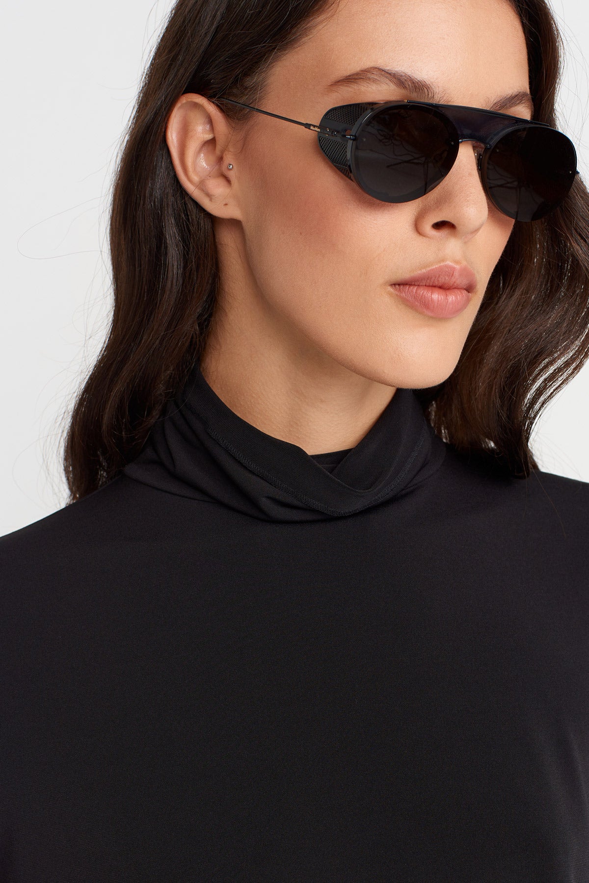 Black Turtleneck Long Sleeve Jersey Blouse-K251011132