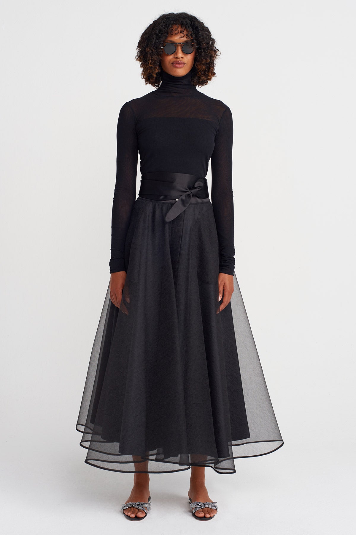 Black Organza Puffy Skirt-K252012007