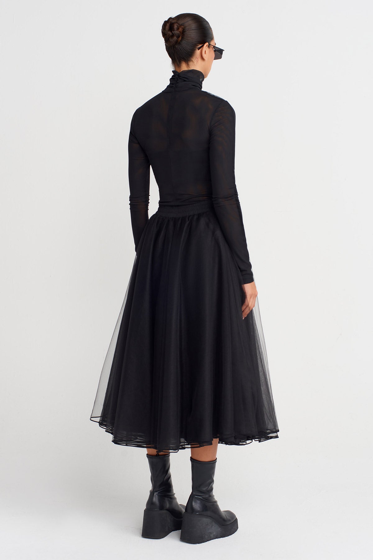 Black Midi Tulle Skirt-K252012015