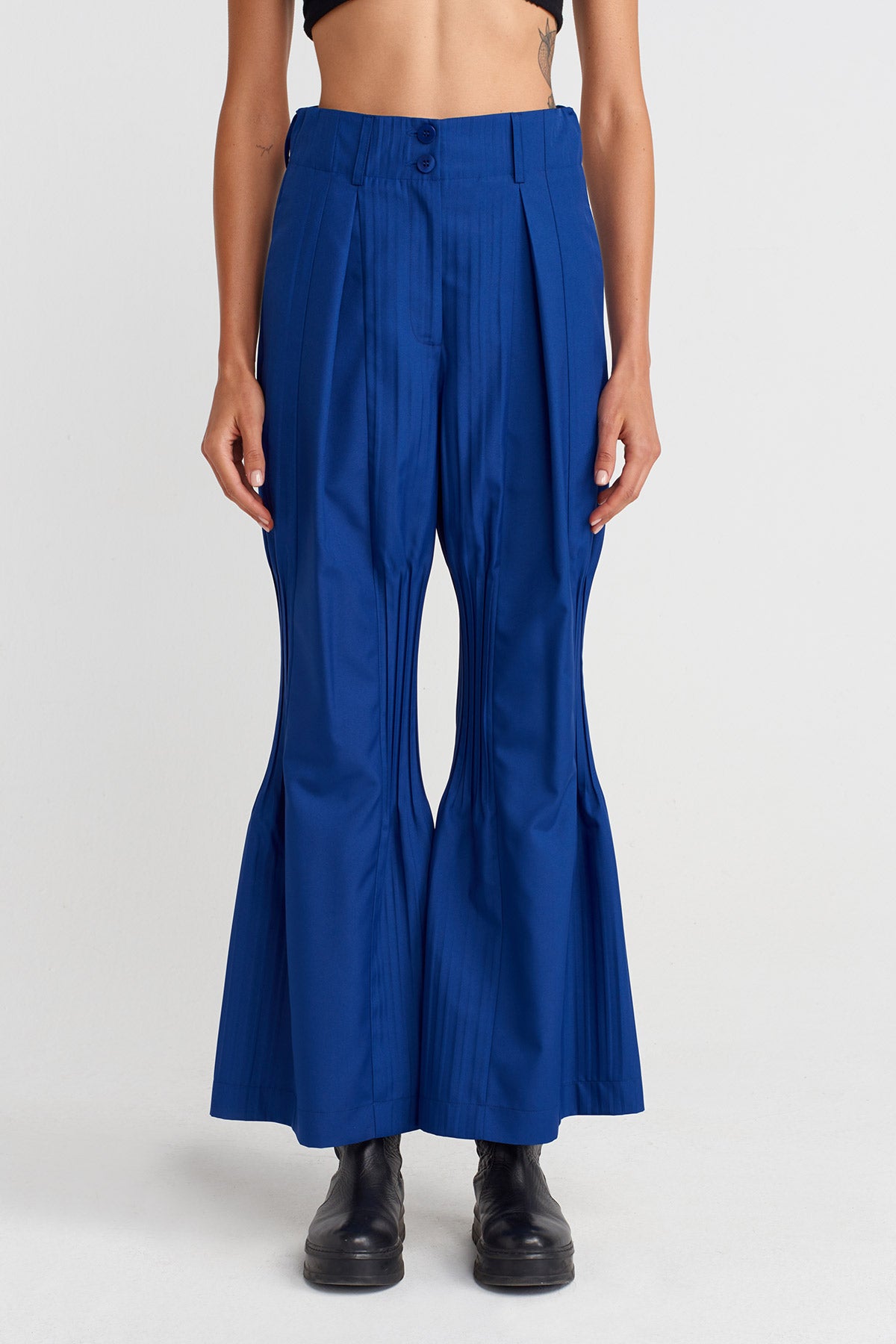 Sea Blue Regionally Pleated Trousers-K253013045