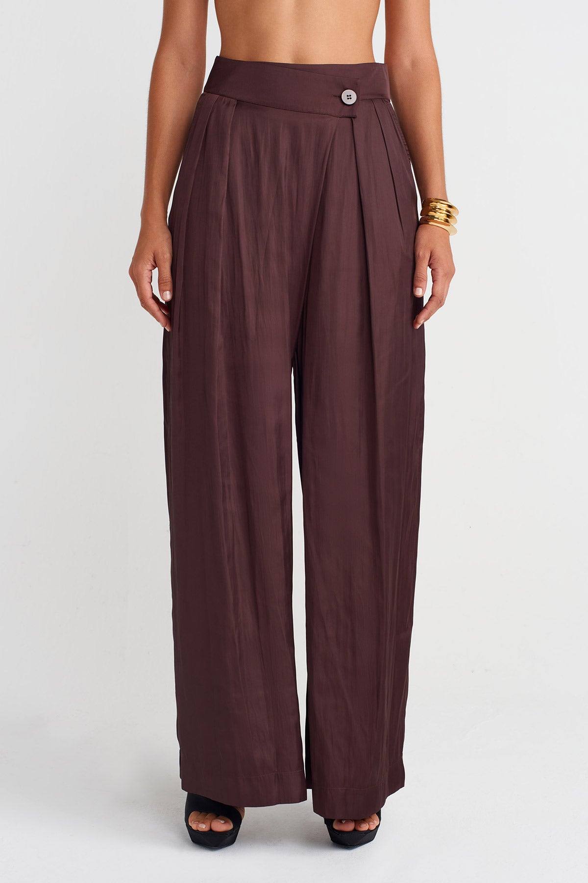 Dark Purple Crossover Palazzo Pants-K253013052
