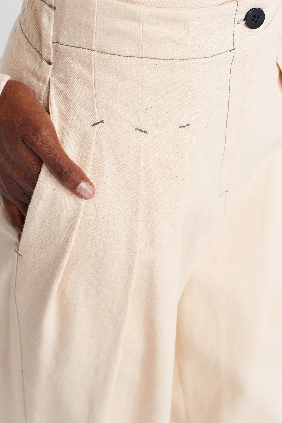 Nature High-Waisted, Pleated Denim Trousers-K253013053