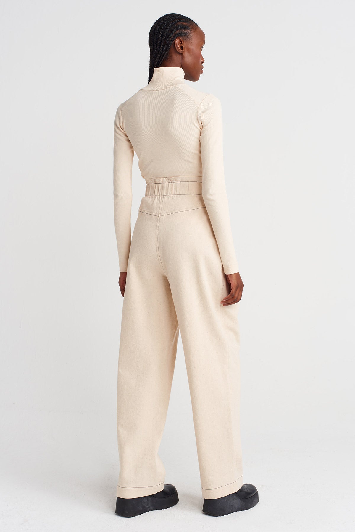 Nature High-Waisted, Pleated Denim Trousers-K253013053