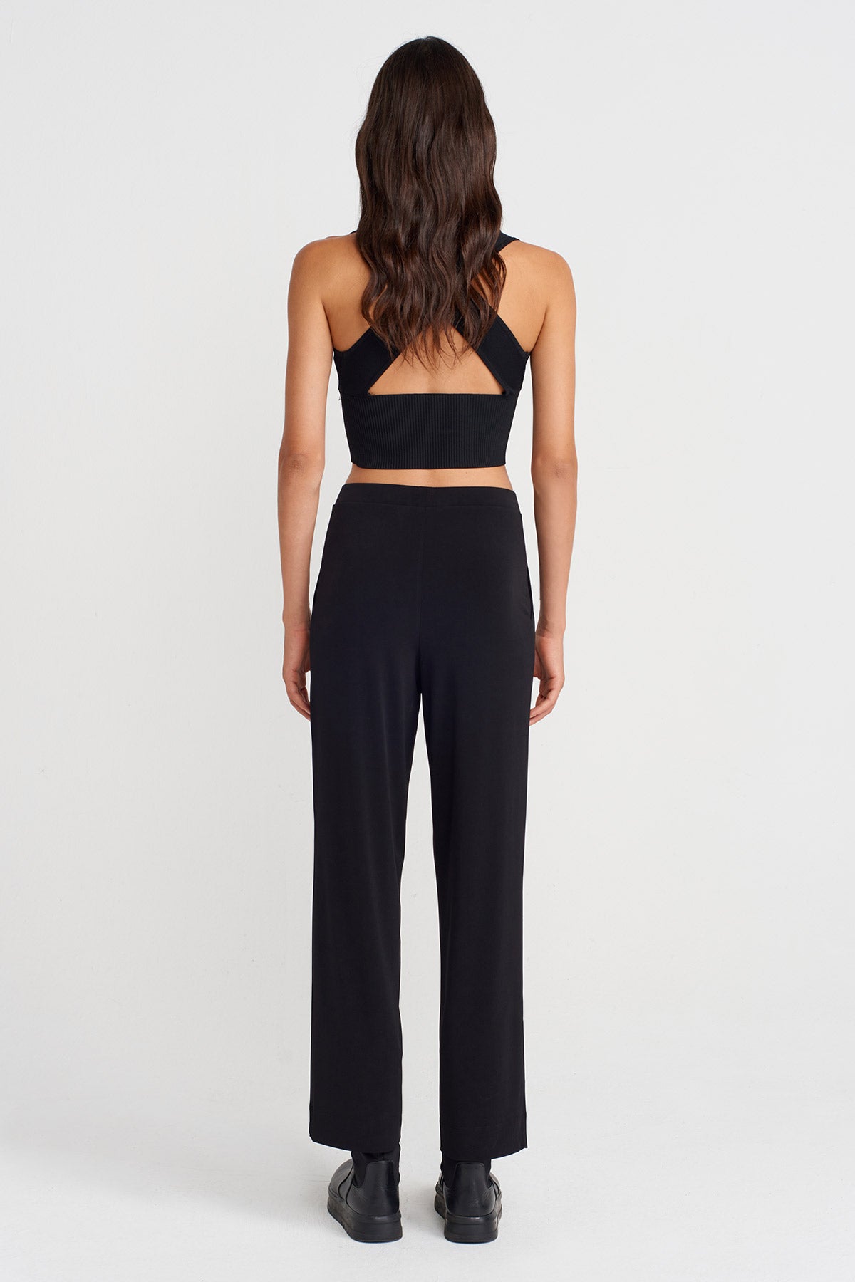 Black Relaxed Fit Jersey Pants with Pockets-K253013075