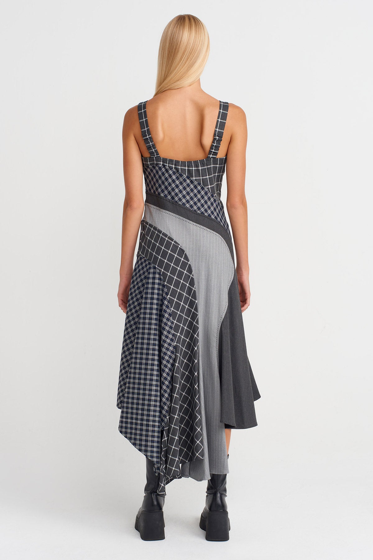 Multicolor Plaid Strappy Dress-K254014052