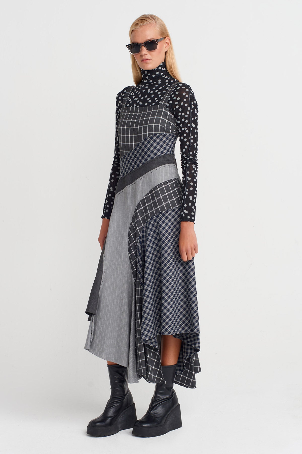 Multicolor Plaid Strappy Dress-K254014052