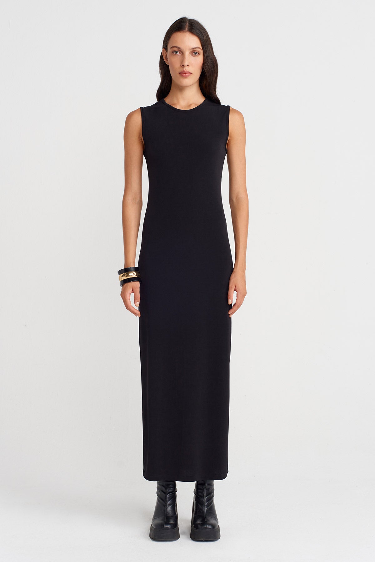 Black Long Jersey Dress-K254014102