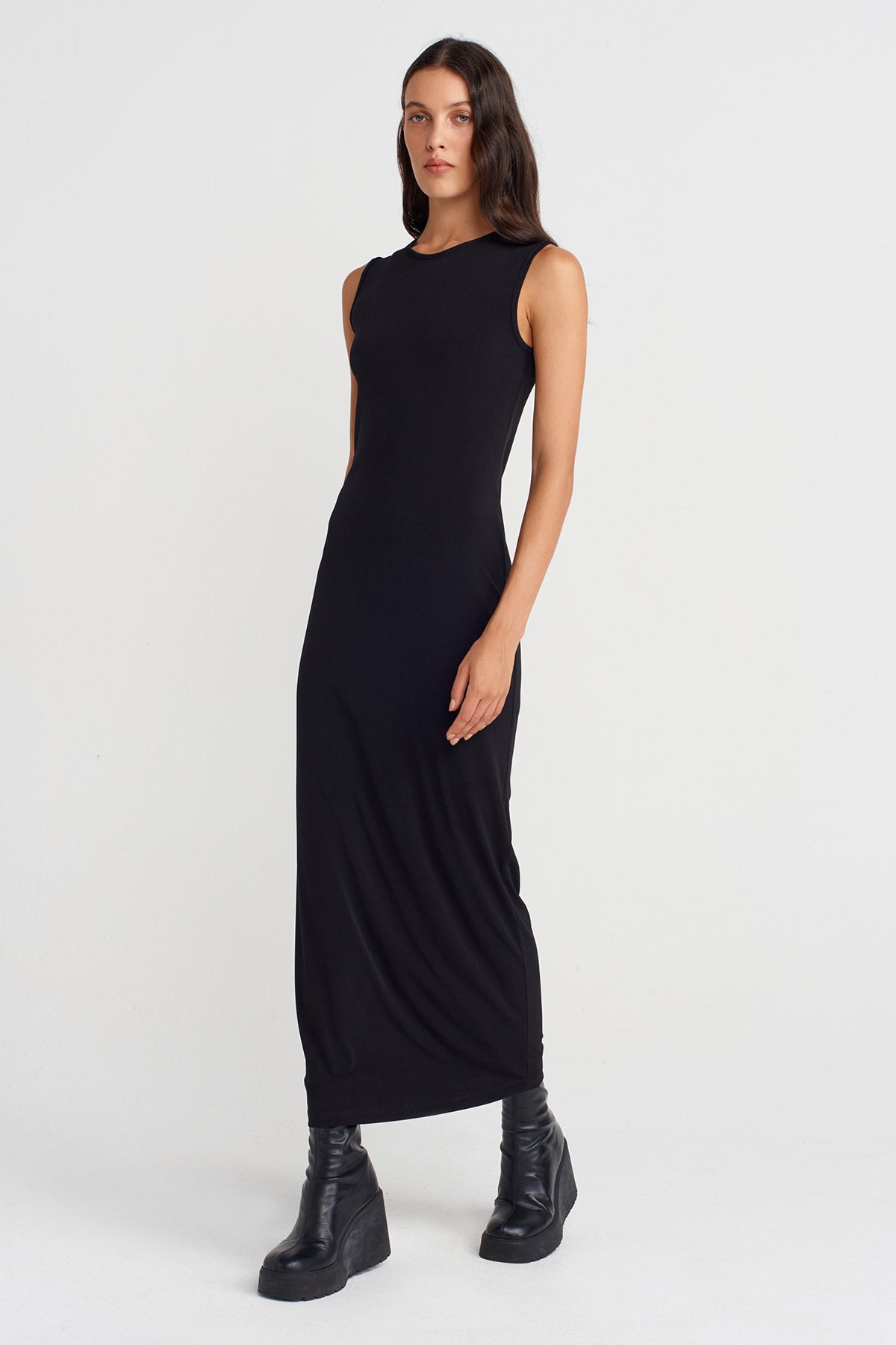 Black Long Jersey Dress-K254014102