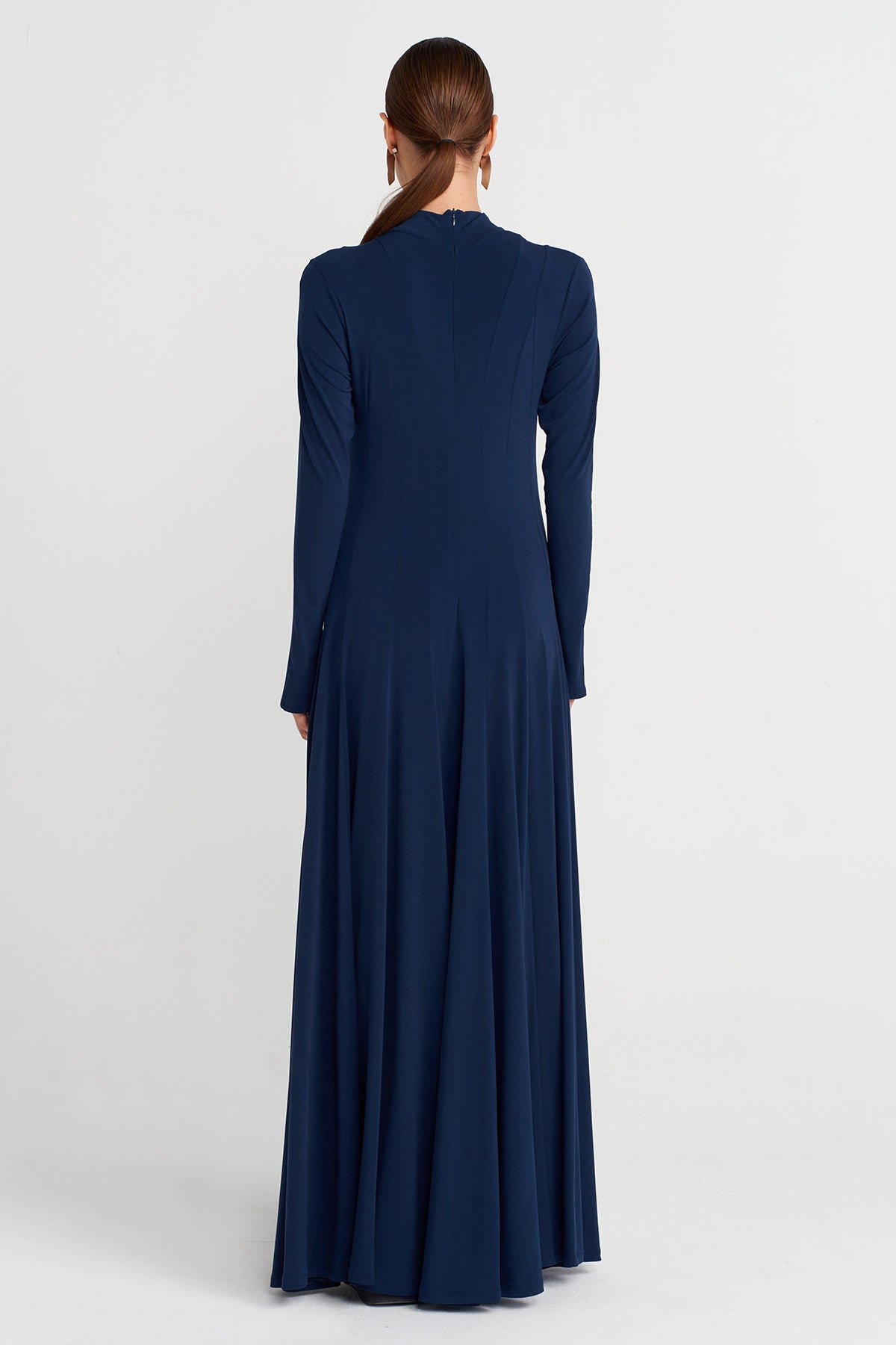 Black Blue Jersey Long Dress-K254014108
