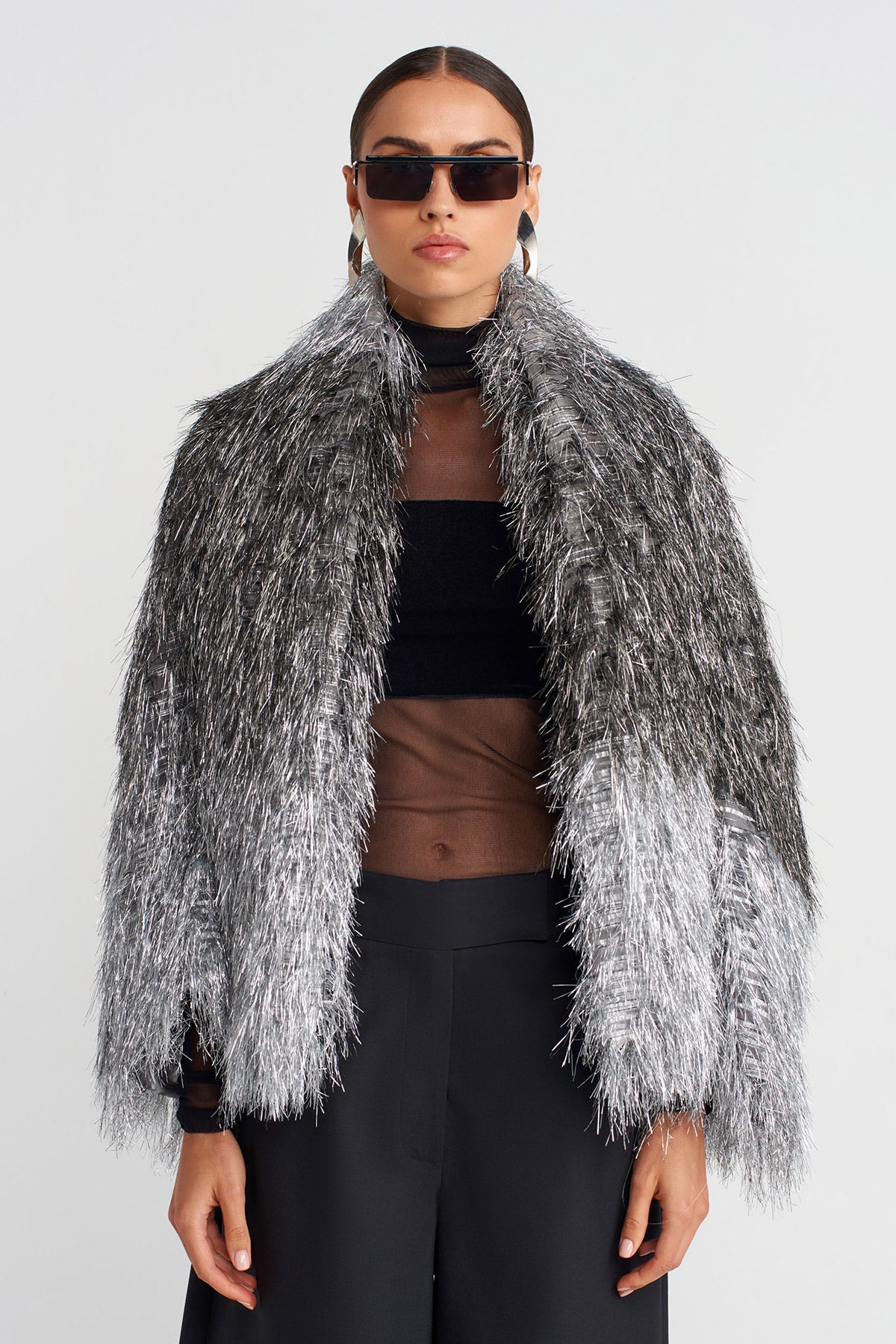 Silver Gradient Fringe Jacket-K255015089