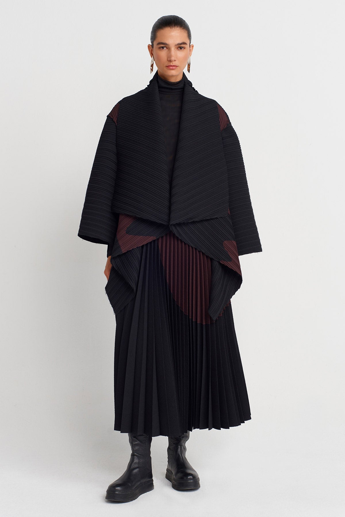 Multicolor Pleated Kimono Jacket-K255015107