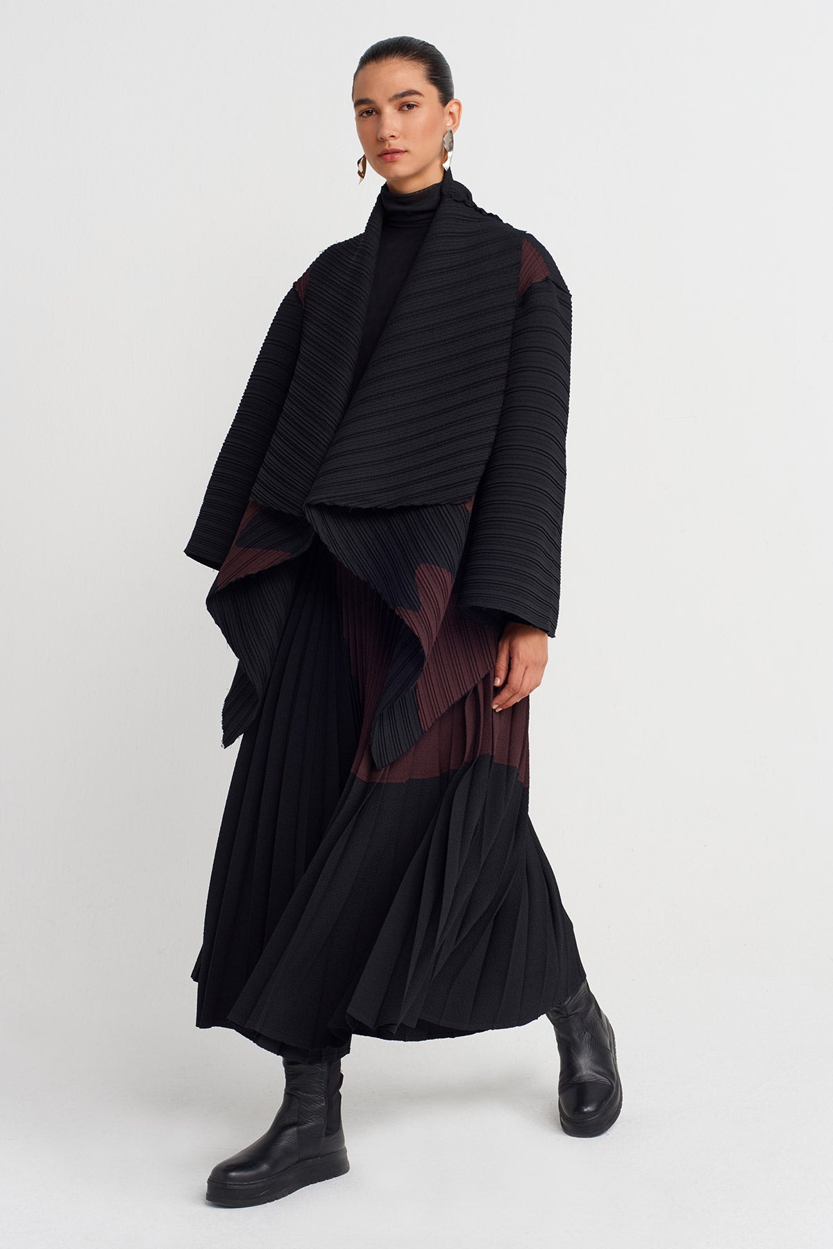 Multicolor Pleated Kimono Jacket-K255015107