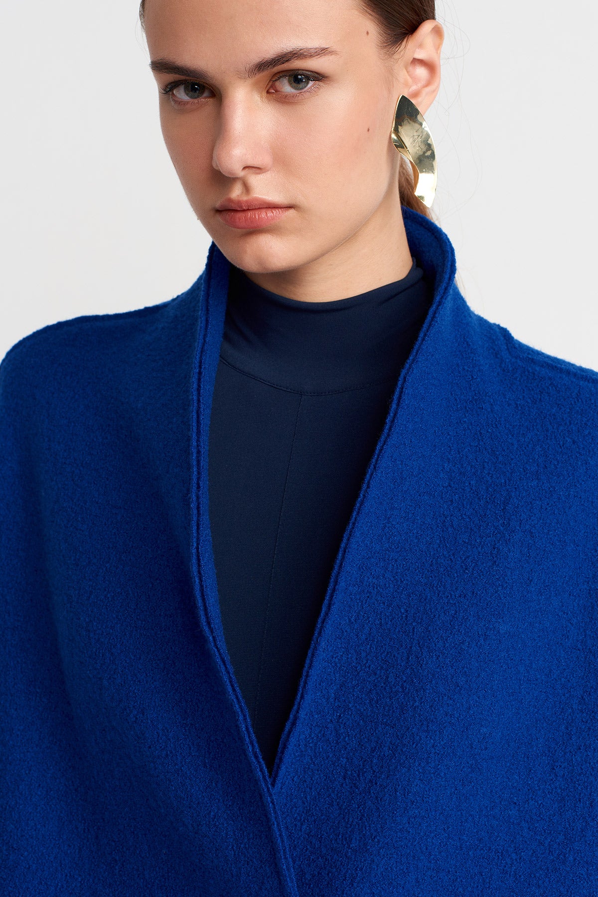 Sea Blue Long Wool Oversize Coat-K255015115