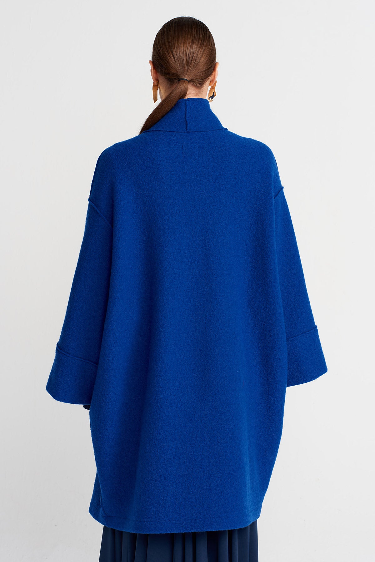 Sea Blue Long Wool Oversize Coat-K255015115