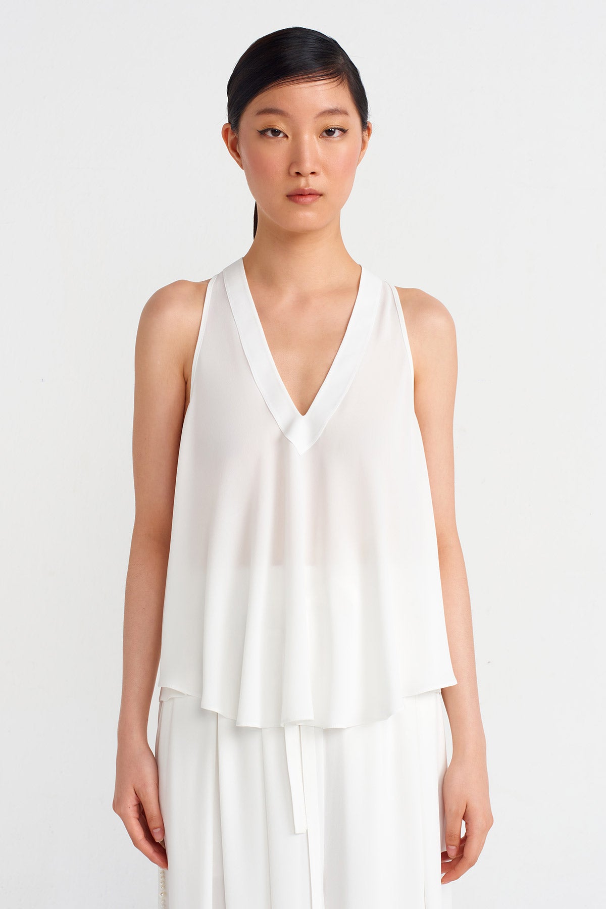 Off White Thick Strap Draped Top-Y241011108