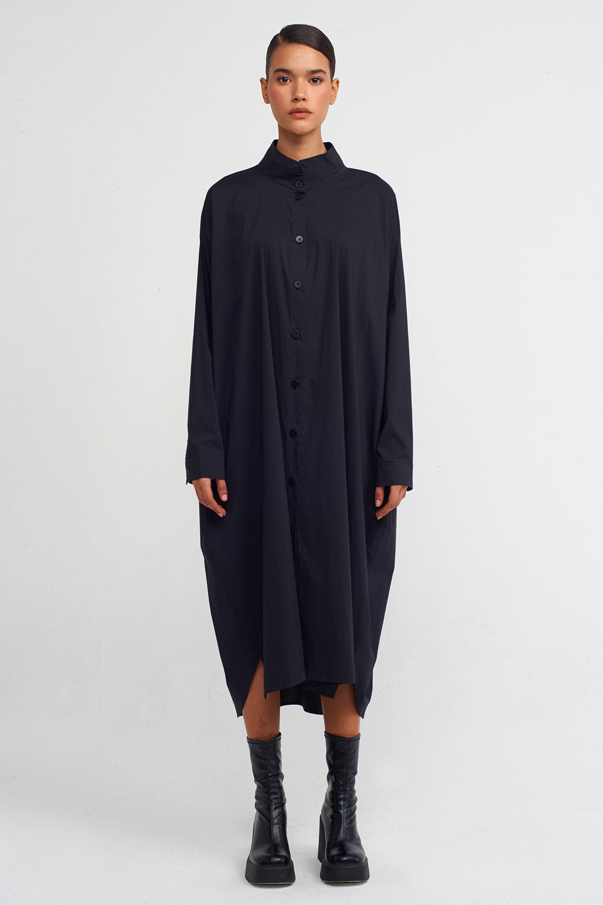 Black Poplin Shırt Dress-Y244014006