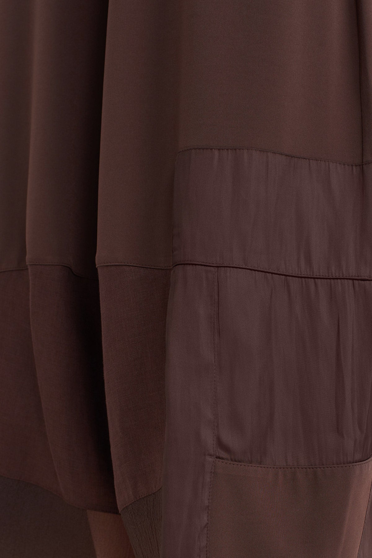 Chocolate Jersey Pants with Organza and Taffeta Striped Details-Y253013114
