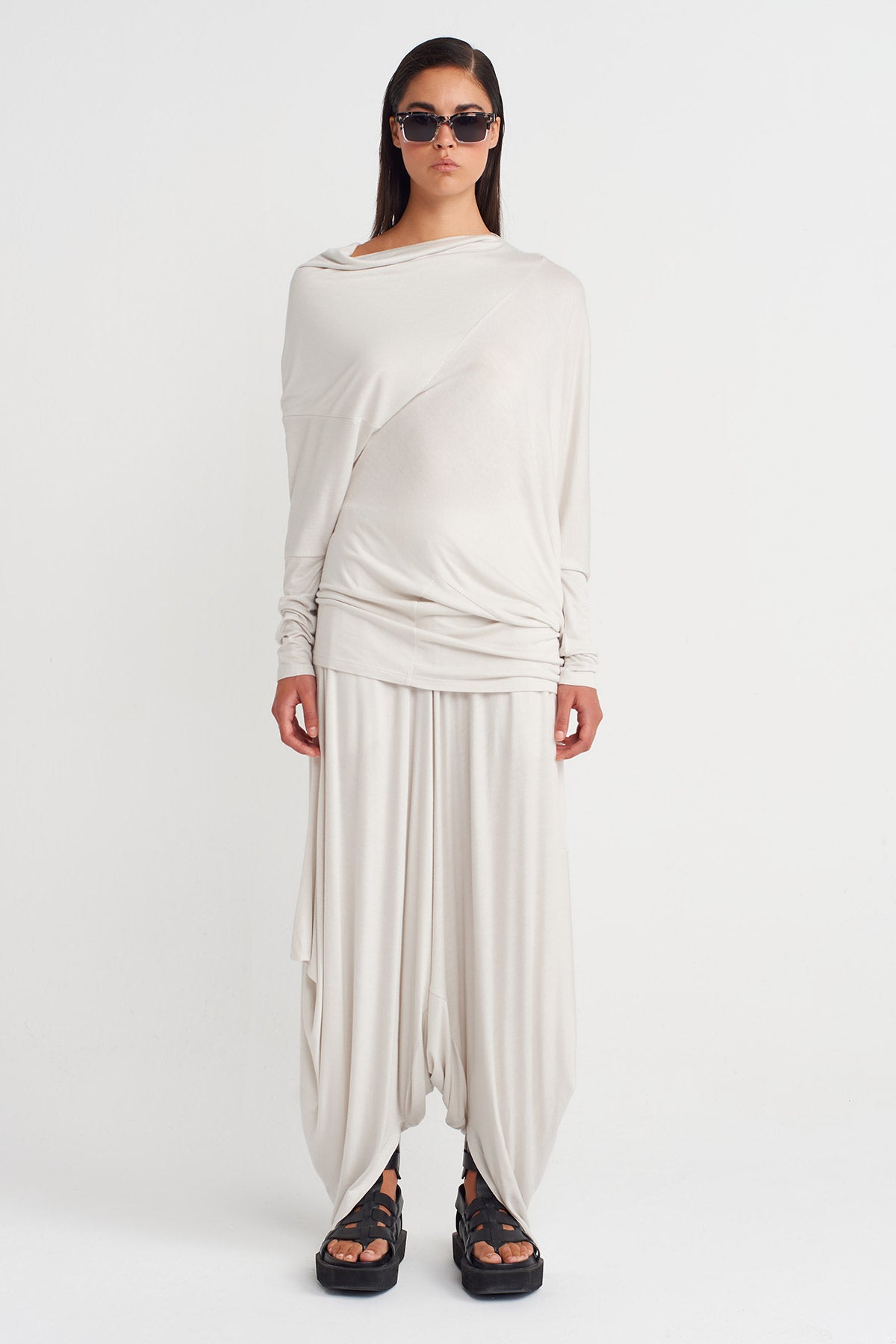 Mıst Draped Long-Sleeve Blouse-Y261011011