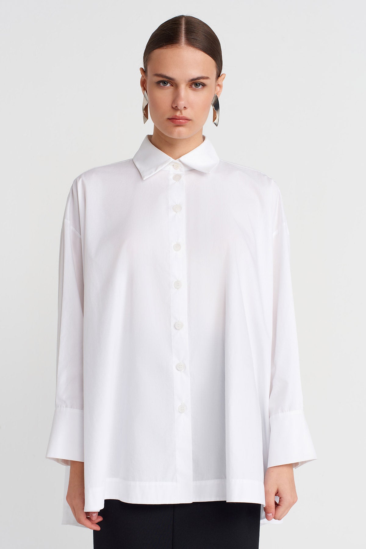 Off White Oversized Poplin Shirt-Y261011038