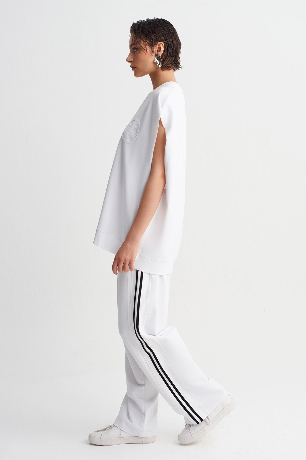 Off White Stripe Detailed Oversize T-Shirt-Y261011118