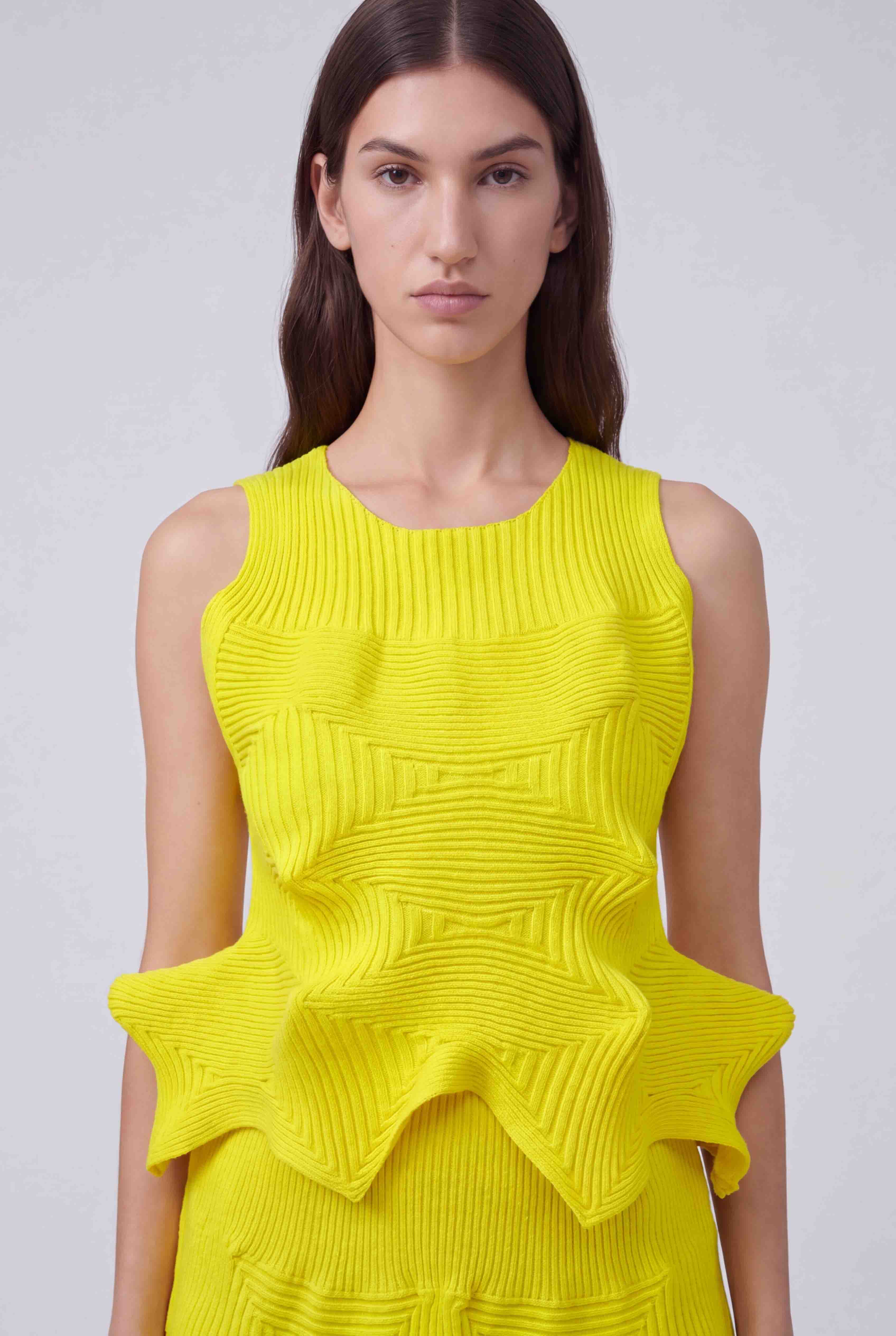 Yellow Origamic Knit Blouse-Y261011139