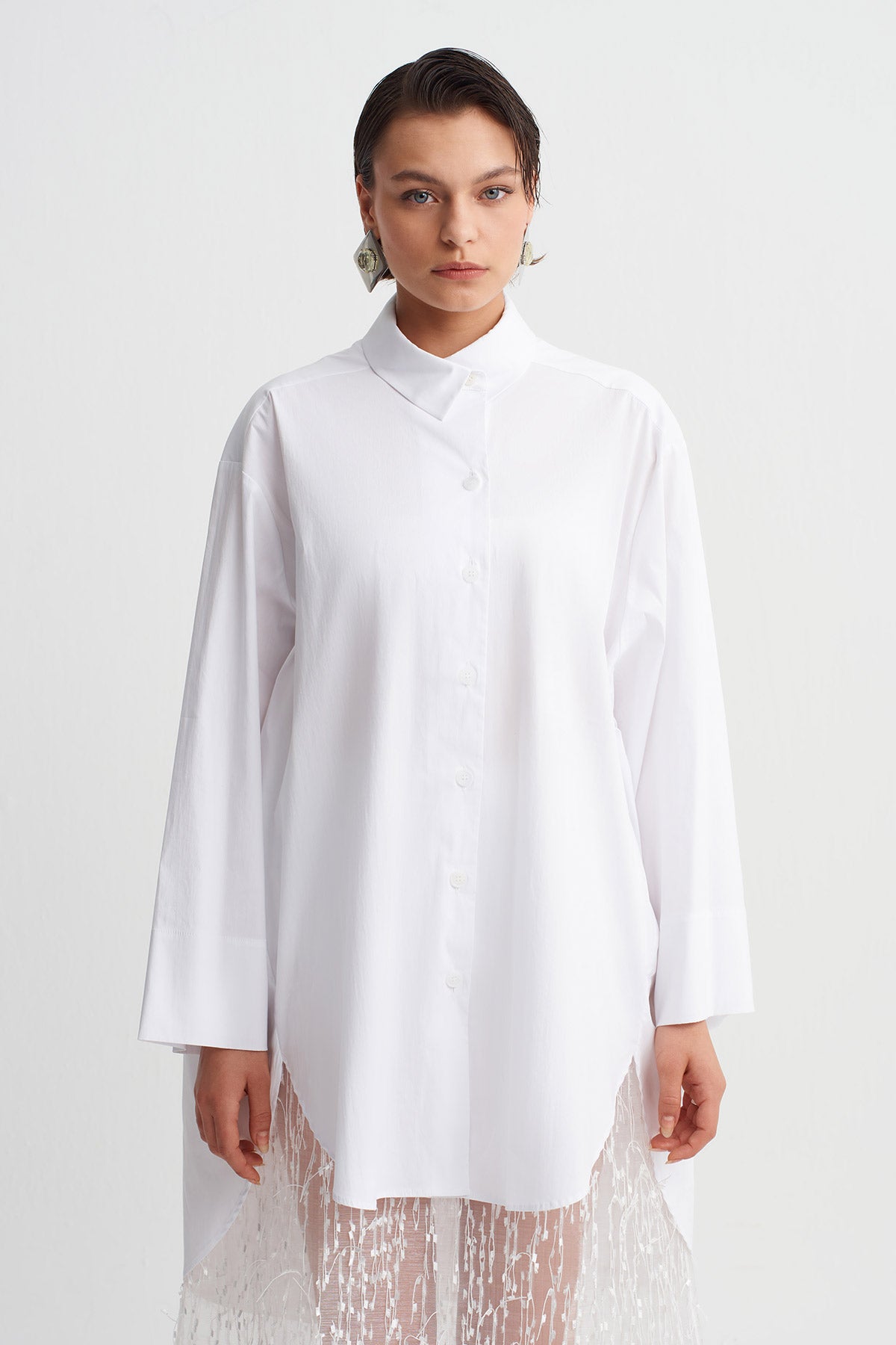 Off White Oversized Poplin Shirt-Y261011147