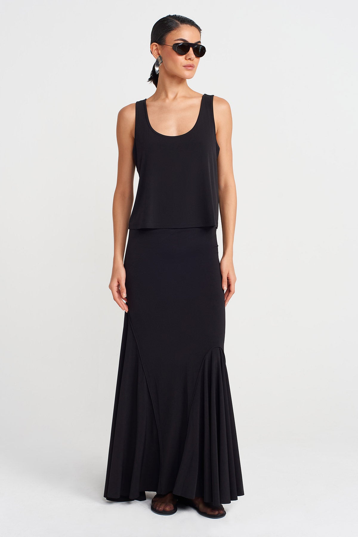 Black Jersey Tank Top-Y261011174