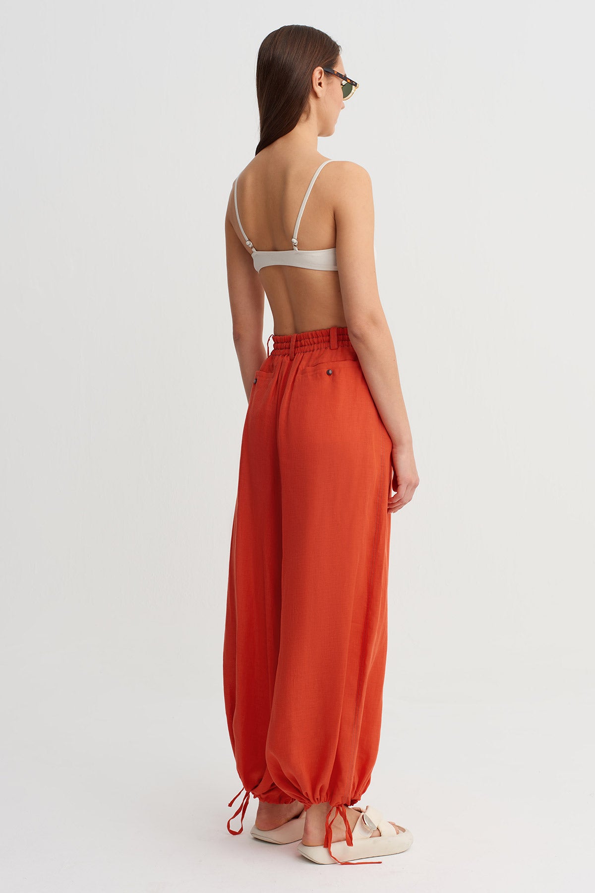 Pomegranade Drawstring Wide-Leg Pants-Y263013053
