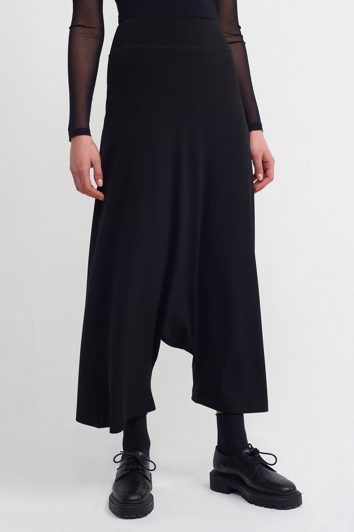 Black Jersey Harem Pants-Y263013116