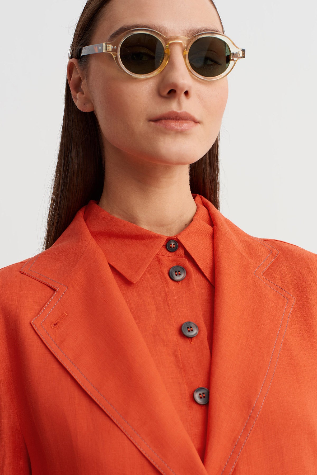 Pomegranade Asymmetric Cut Buttoned Jacket-Y265015056