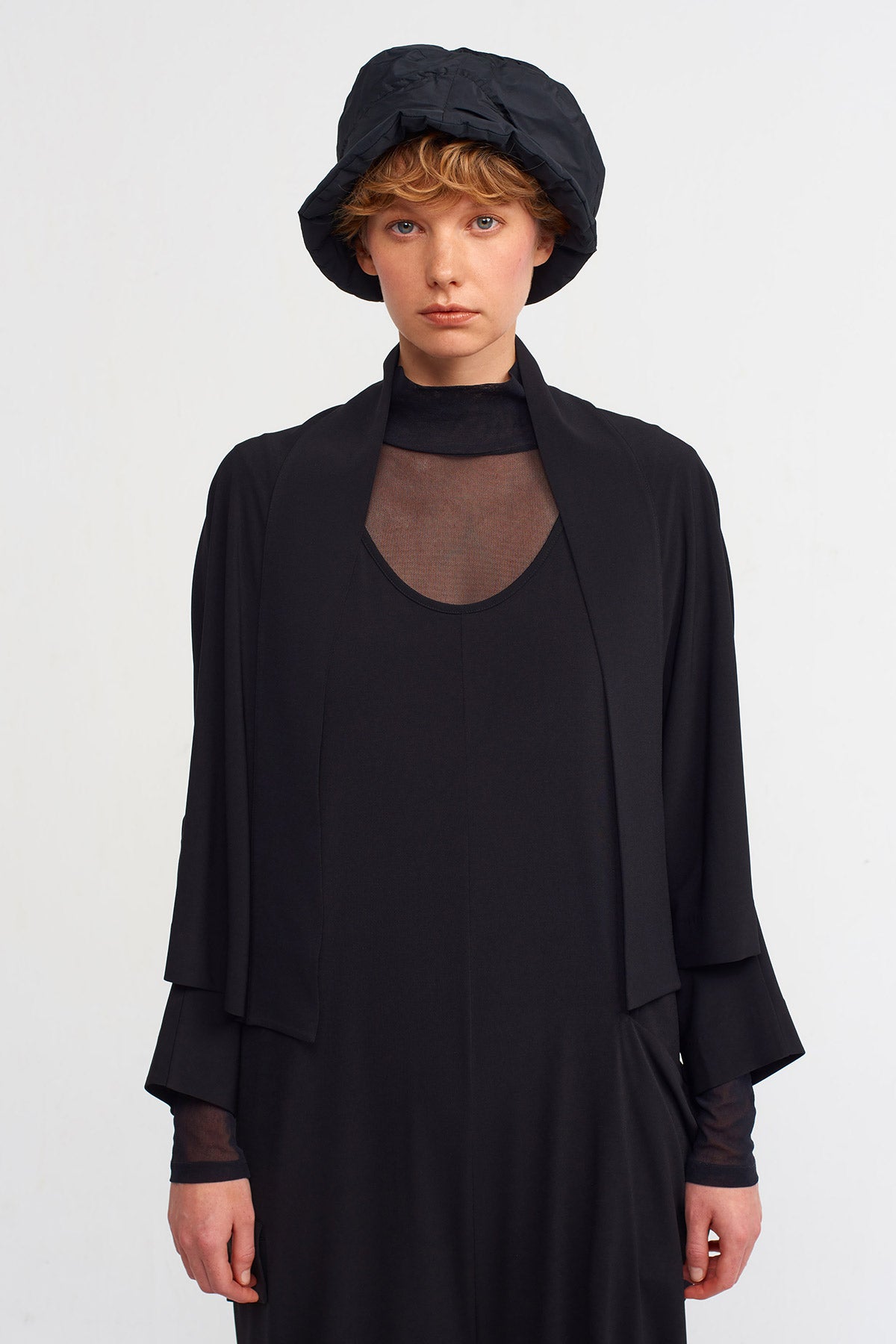 Black Fluid Jersey Cardigan-Y265015115