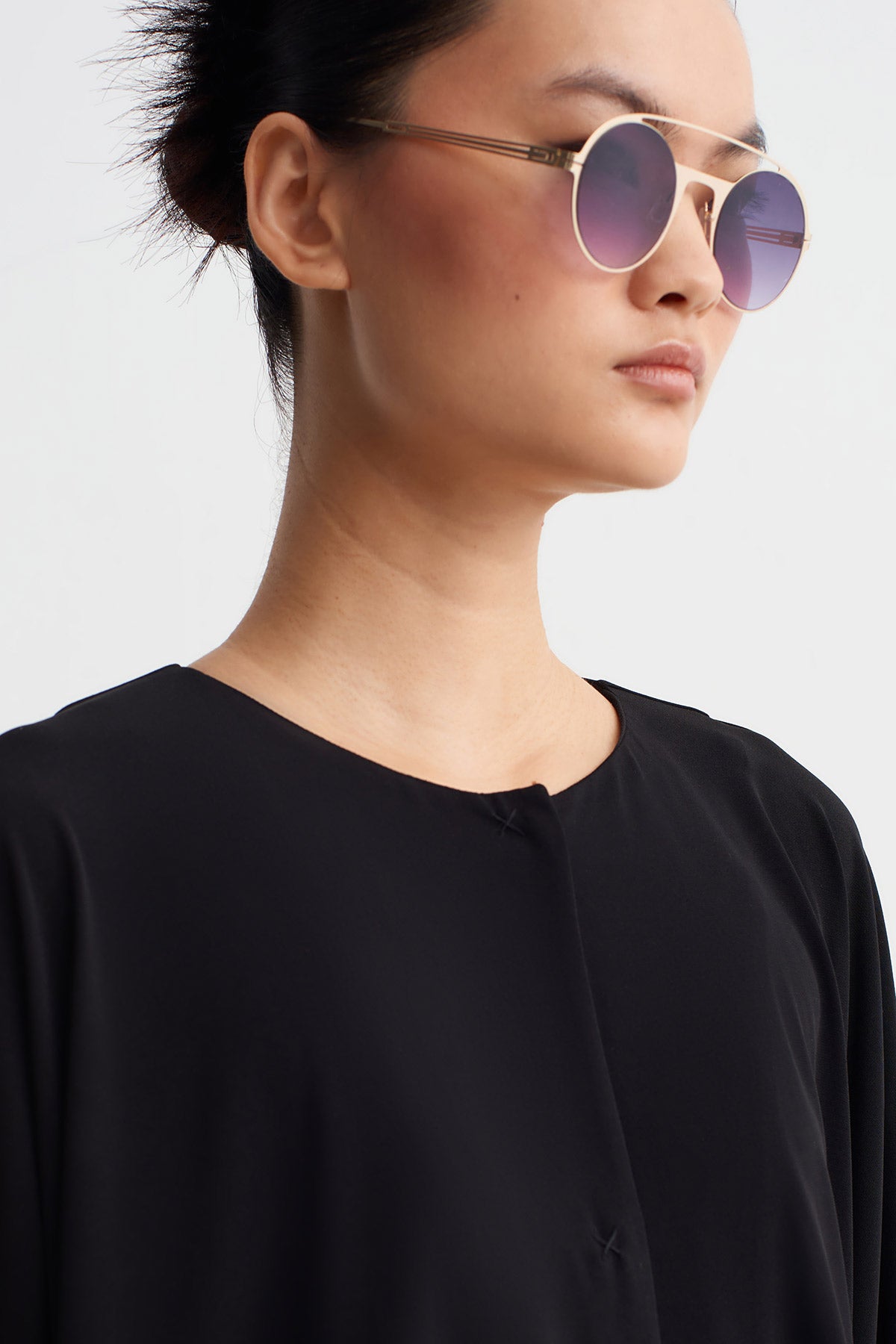 Black Jersey Jacket with Hidden Snap Closure-Y265015118