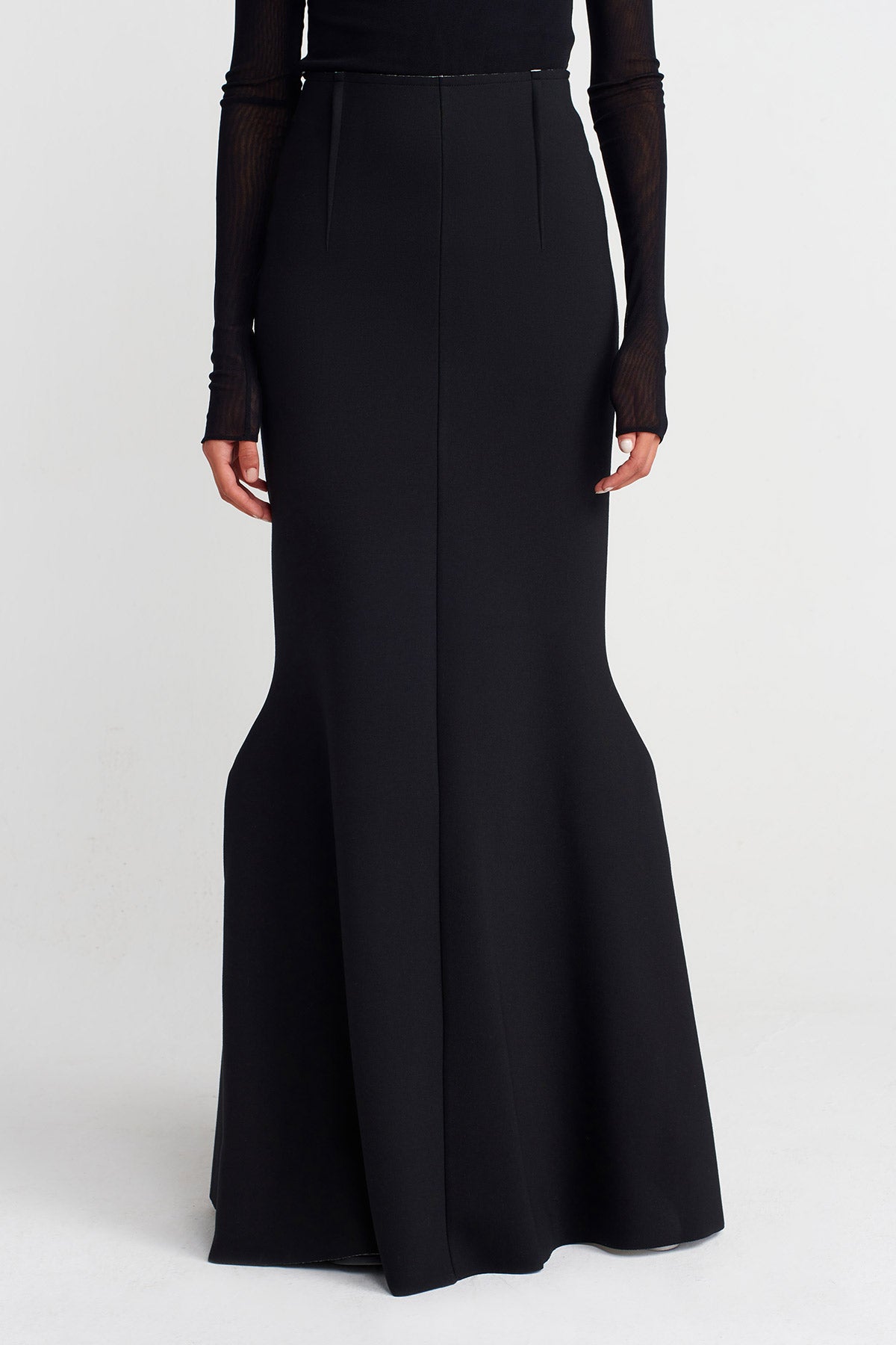 Black/White Scuba Fabric Mermaid Skirt-Y262012007