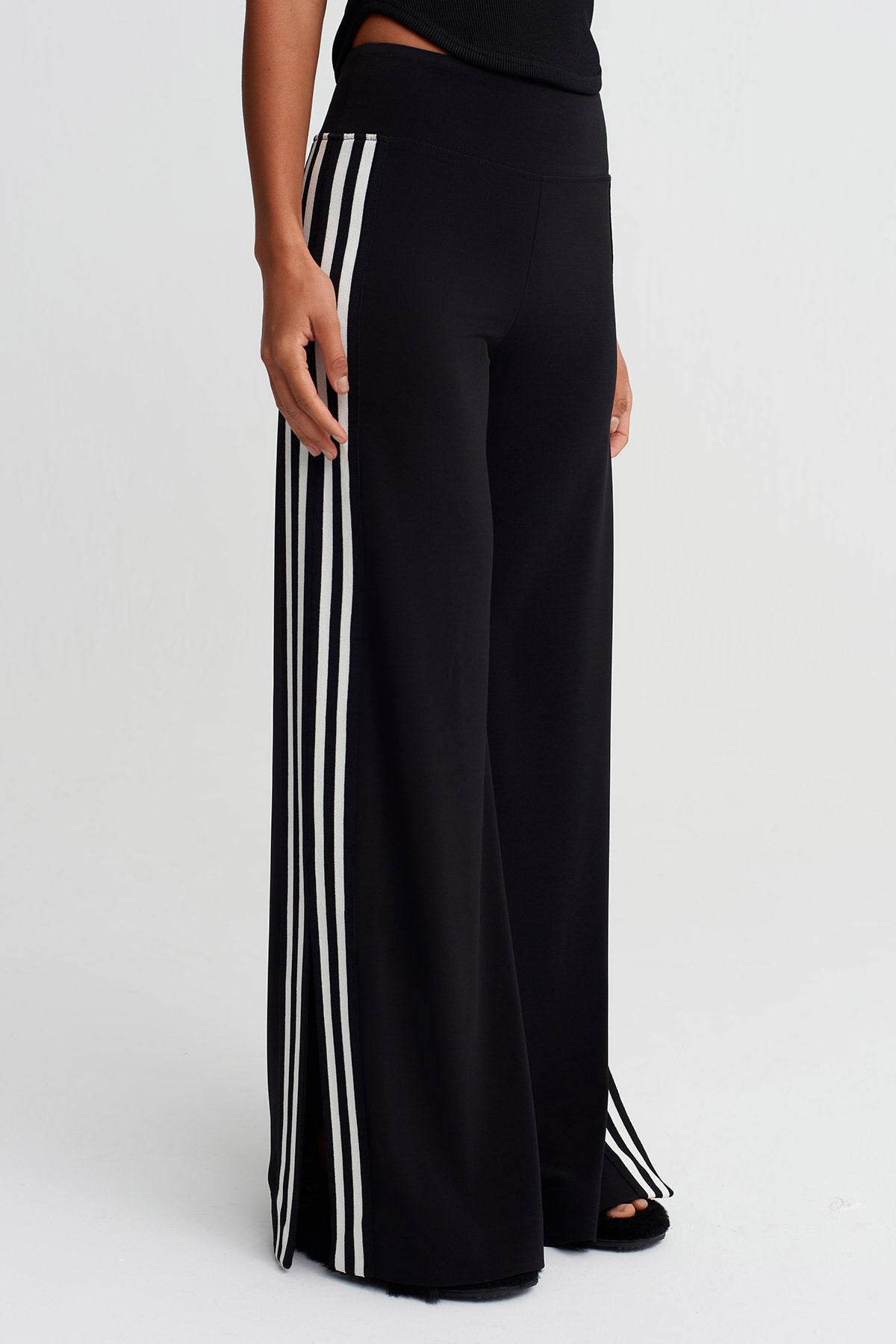 Black Striped Jersey Trousers-Y263013002