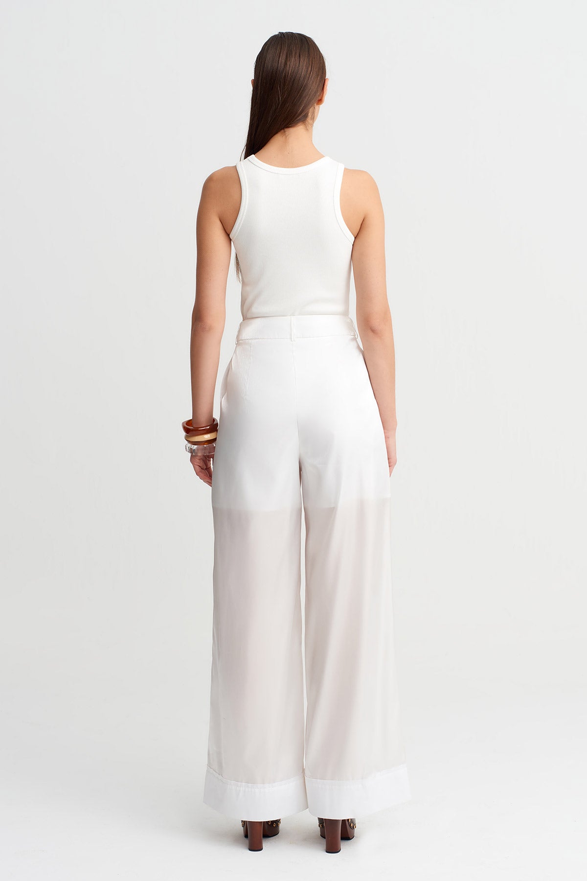 Off White High-Waist Layered Sheer Trousers-Y263013033