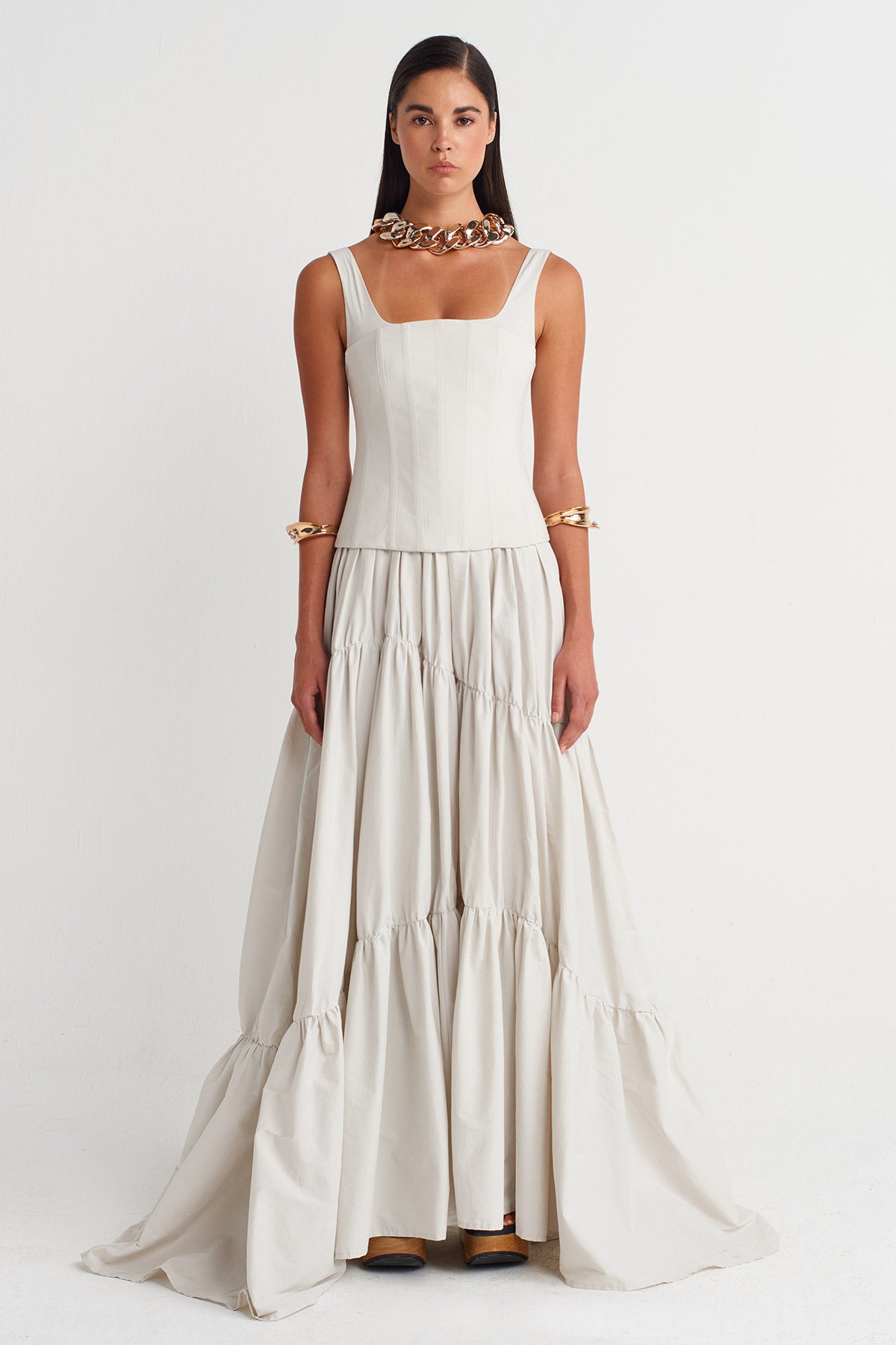 Mıst Corset-Inspired Top & Tiered Maxi Dress-Y264014018
