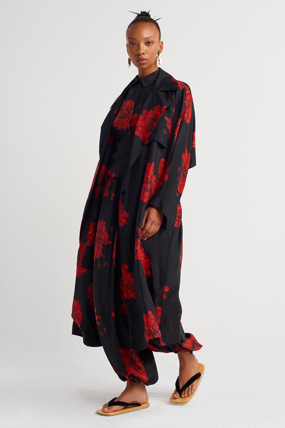 Floral Print Long Kimono-Y267017004