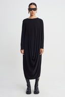 Black Draped Maxi Jersey Dress-K264014060